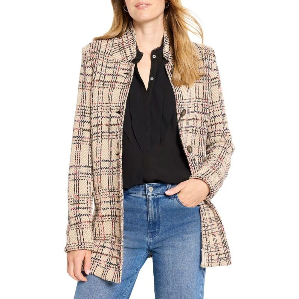 Nic+Zoe Womens  Stitchy Plaid Knit Blazer